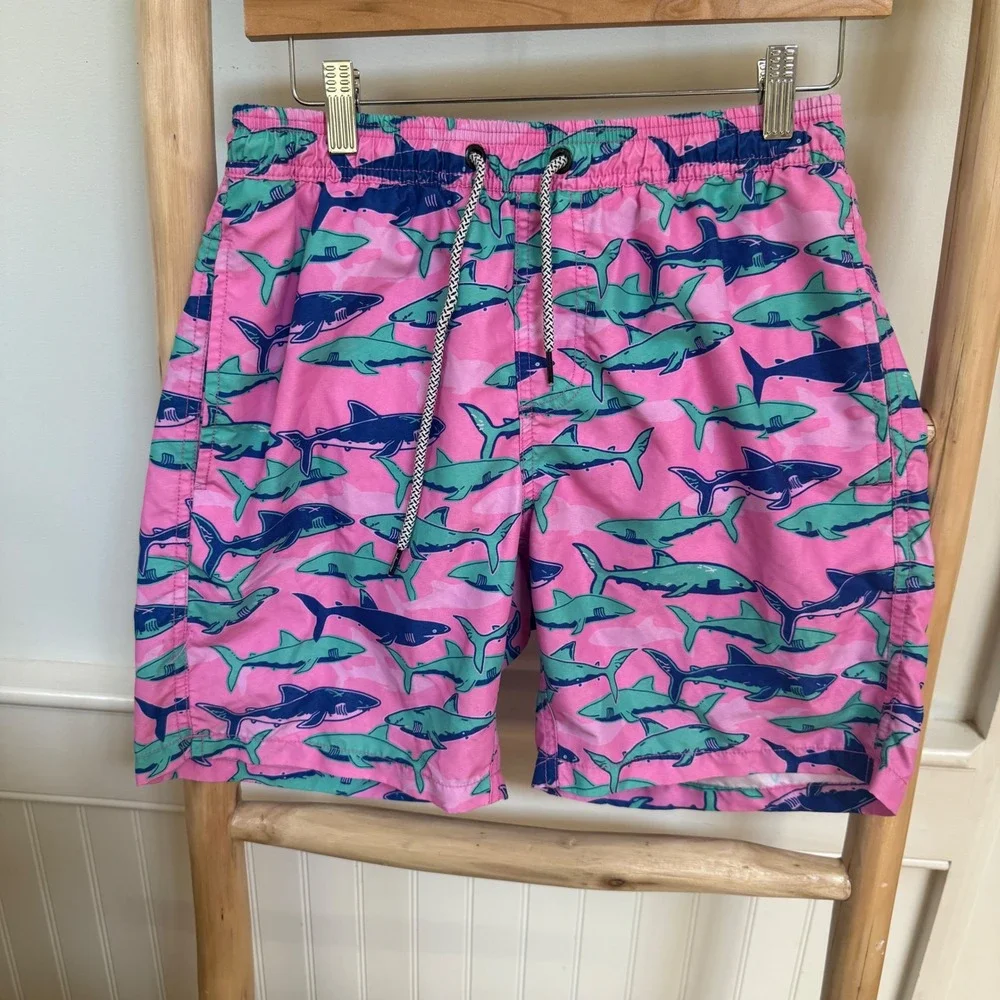 Maamgic Mens Pink Shark Camo Swim Trunks Mesh Lined Board Shorts Size M RN160872